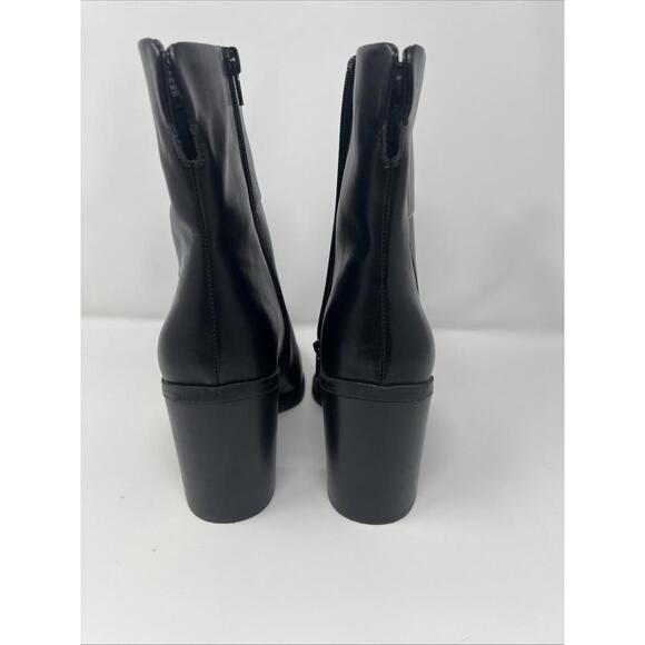 Steve Madden Black Leather Mid-Calf Zip-Up Leather Boots-S023-NWOB-Size 10M - Picture 4 of 8